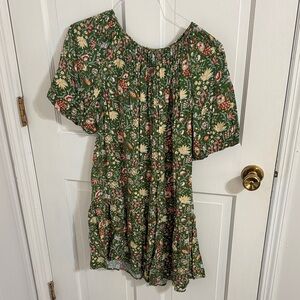 LOFT Green Floral Dress